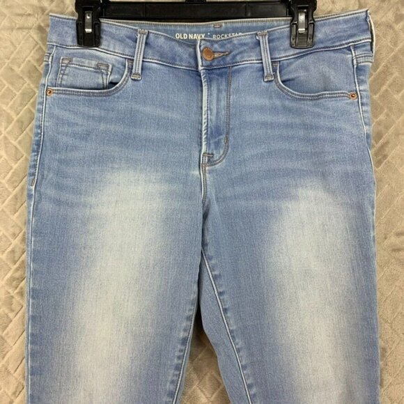 Old Navy Womens 8 Denim Jeans Blue Skinny Secret Soft Light Wash Raw Hem Stretch - Picture 2 of 13